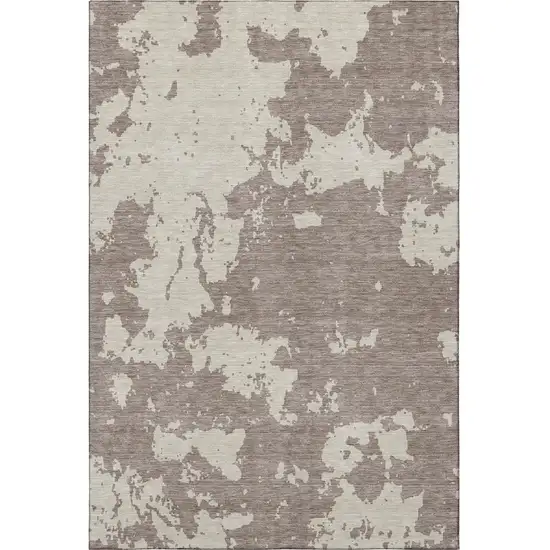 Taupe And Beige Abstract Washable Area Rug With UV Protection Photo 4