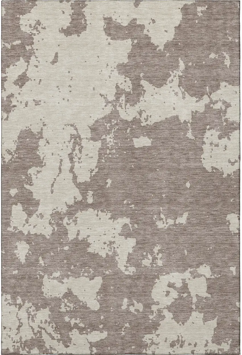 Taupe And Beige Abstract Washable Area Rug With UV Protection Photo 4