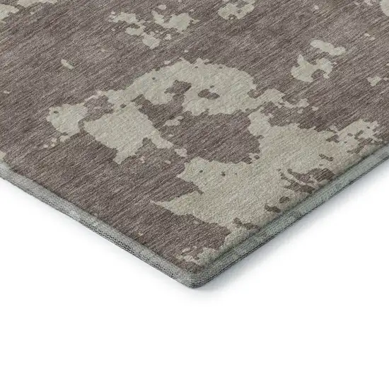 Taupe And Beige Abstract Washable Area Rug With UV Protection Photo 8