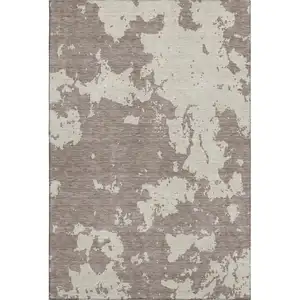 Photo of Taupe And Beige Abstract Washable Area Rug With UV Protection