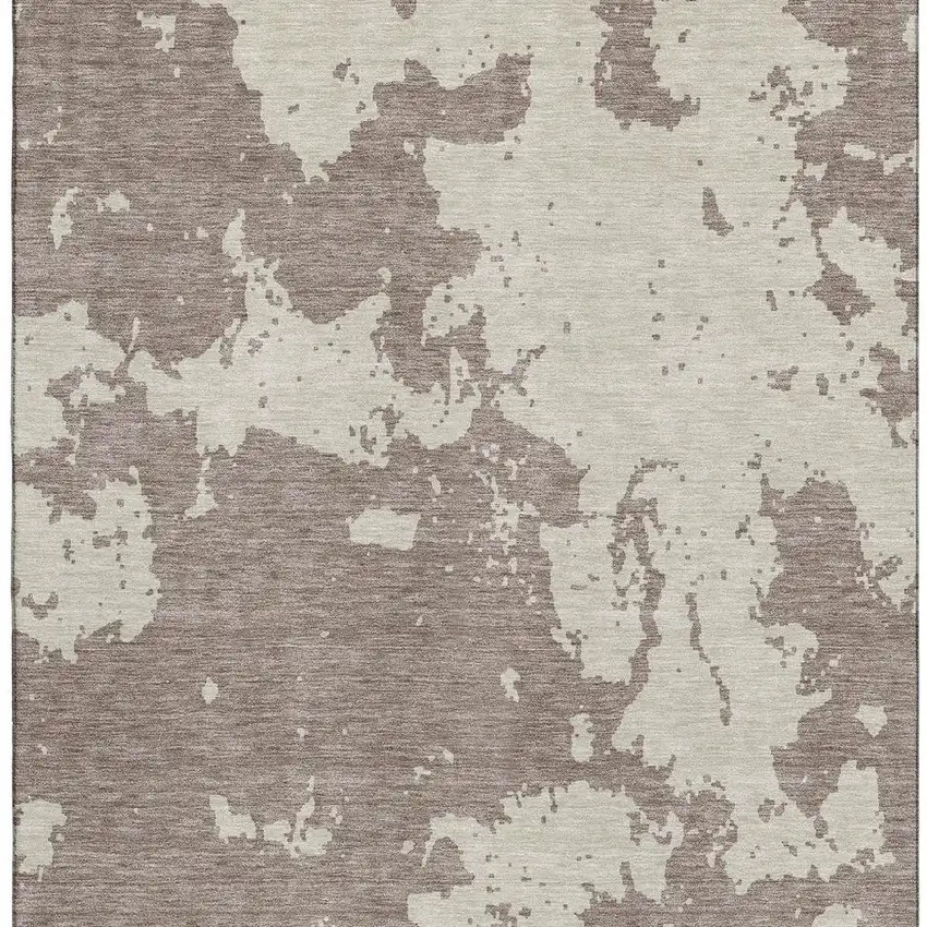 Taupe And Beige Abstract Washable Area Rug With UV Protection Photo 4