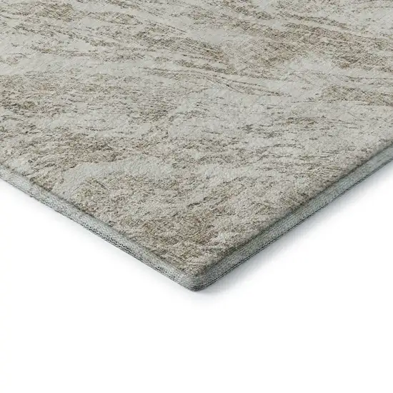 Taupe And Beige Abstract Washable Area Rug With UV Protection Photo 7