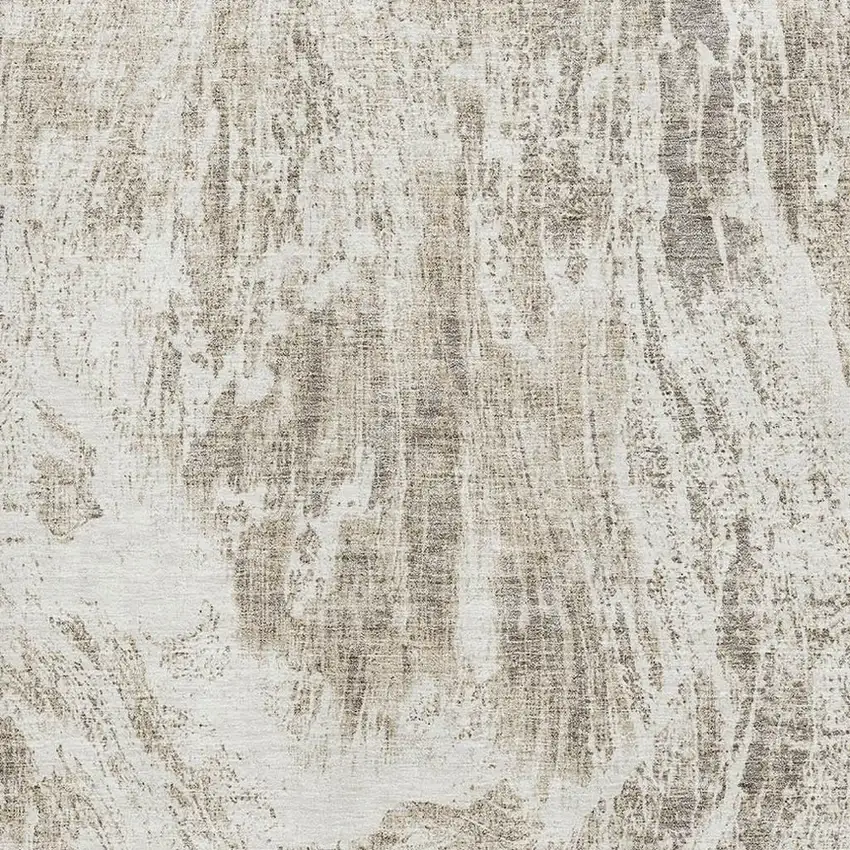 Taupe And Beige Abstract Washable Area Rug With UV Protection Photo 2