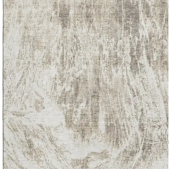 Taupe And Beige Abstract Washable Area Rug With UV Protection Photo 2