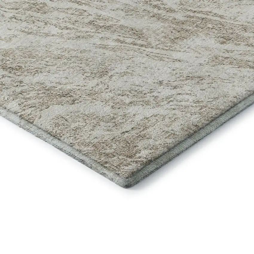 Taupe And Beige Abstract Washable Area Rug With UV Protection Photo 7