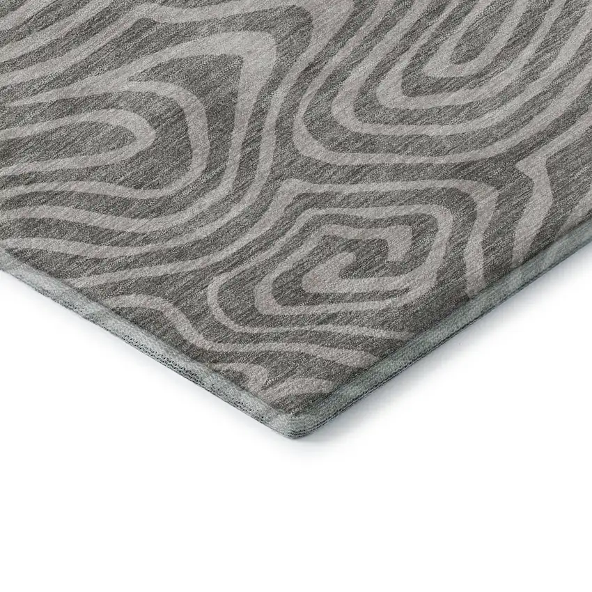 Taupe And Beige Abstract Washable Area Rug With UV Protection Photo 7