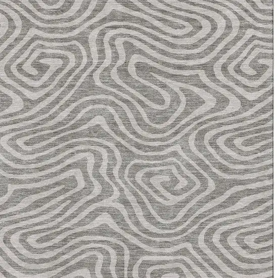 Taupe And Beige Abstract Washable Area Rug With UV Protection Photo 2