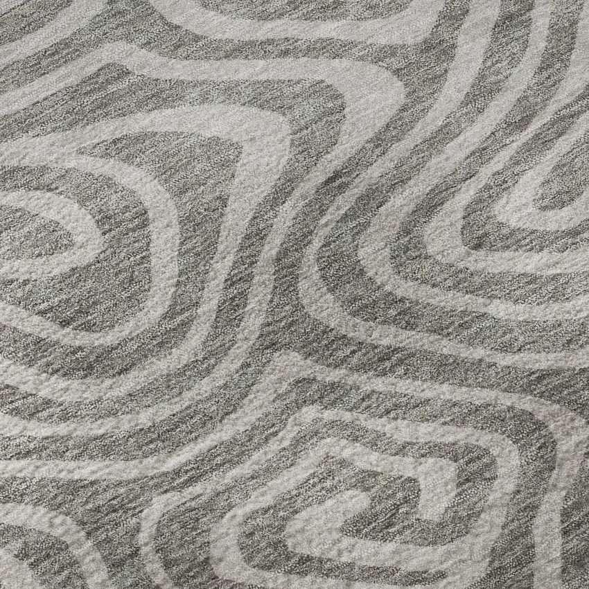 Taupe And Beige Abstract Washable Area Rug With UV Protection Photo 9