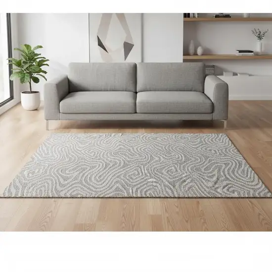Taupe And Beige Abstract Washable Area Rug With UV Protection Photo 2