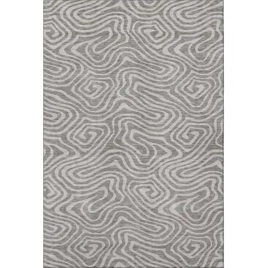 Taupe And Beige Abstract Washable Area Rug With UV Protection Photo 3