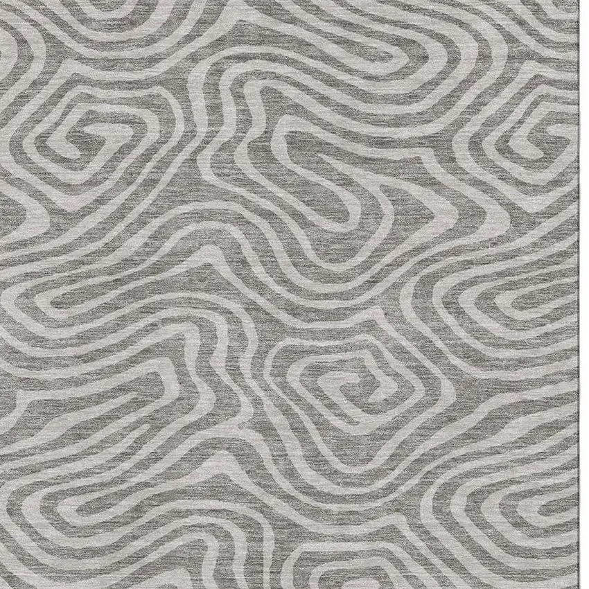 Taupe And Beige Abstract Washable Area Rug With UV Protection Photo 3