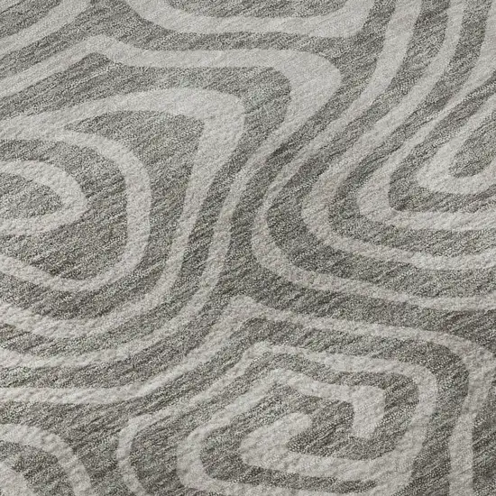 Taupe And Beige Abstract Washable Area Rug With UV Protection Photo 9