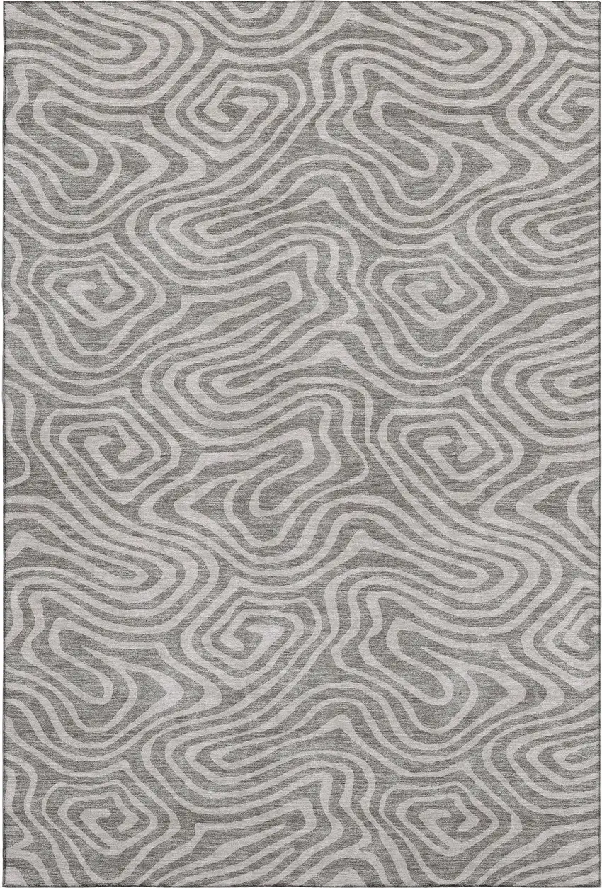 Taupe And Beige Abstract Washable Area Rug With UV Protection Photo 1
