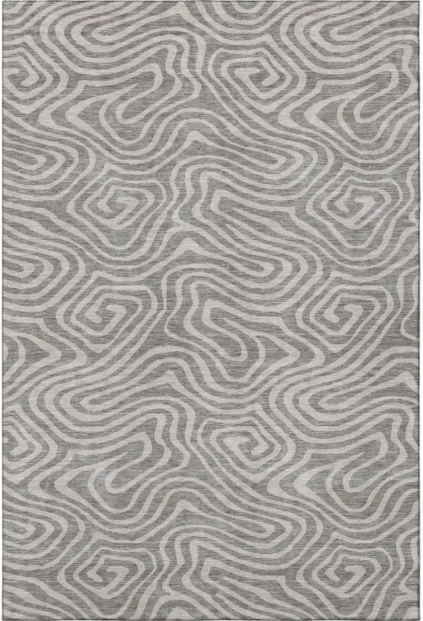 Taupe And Beige Abstract Washable Area Rug With UV Protection Photo 3