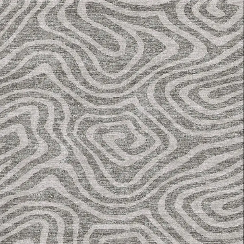 Taupe And Beige Abstract Washable Area Rug With UV Protection Photo 2