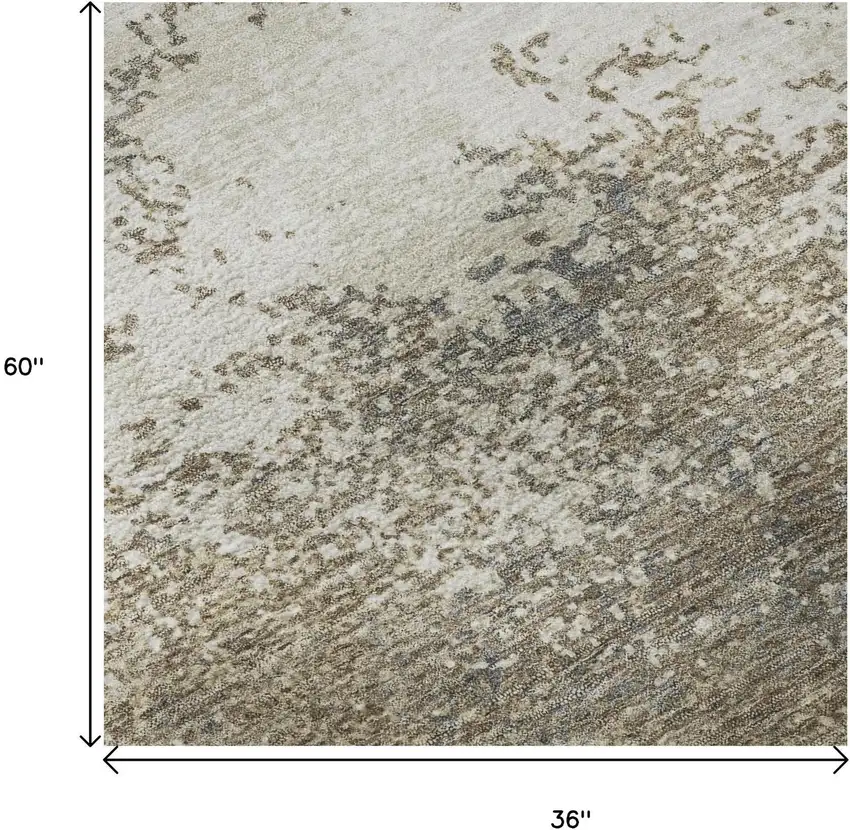 Taupe And Beige Abstract Washable Area Rug With UV Protection Photo 9