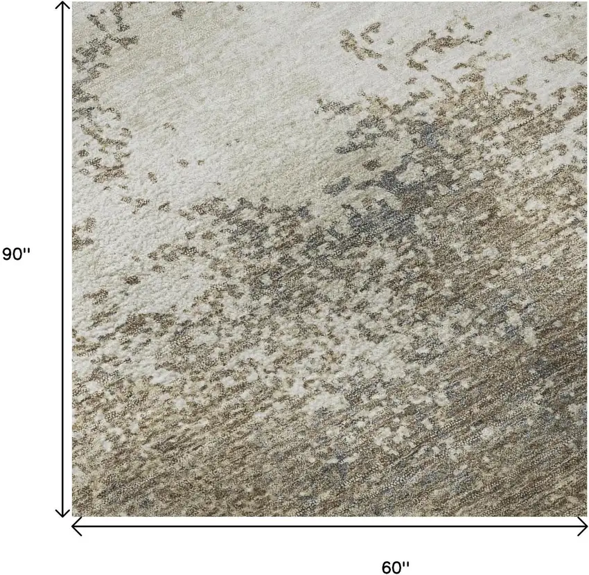 Taupe And Beige Abstract Washable Area Rug With UV Protection Photo 9