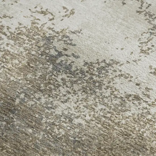 Taupe And Beige Abstract Washable Area Rug With UV Protection Photo 2