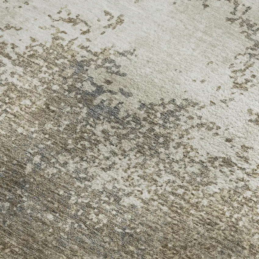 Taupe And Beige Abstract Washable Area Rug With UV Protection Photo 2