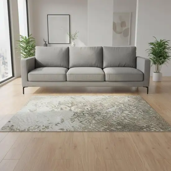 Taupe And Beige Abstract Washable Area Rug With UV Protection Photo 2