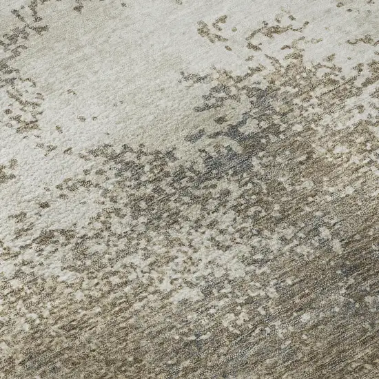 Taupe And Beige Abstract Washable Area Rug With UV Protection Photo 1