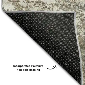 Photo of Taupe And Beige Abstract Washable Area Rug With UV Protection