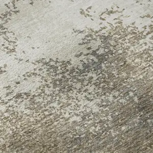 Photo of Taupe And Beige Abstract Washable Area Rug With UV Protection