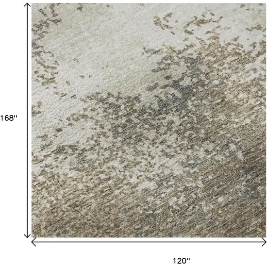 Taupe And Beige Abstract Washable Area Rug With UV Protection Photo 8