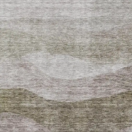 Taupe And Beige Abstract Washable Area Rug With UV Protection Photo 4