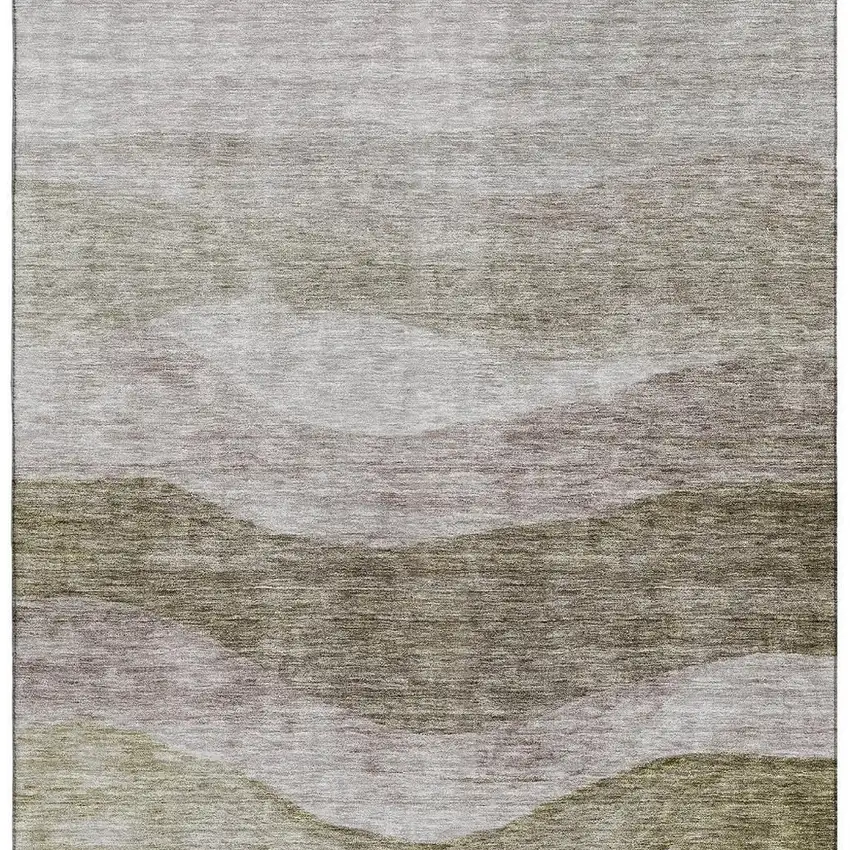 Taupe And Beige Abstract Washable Area Rug With UV Protection Photo 5