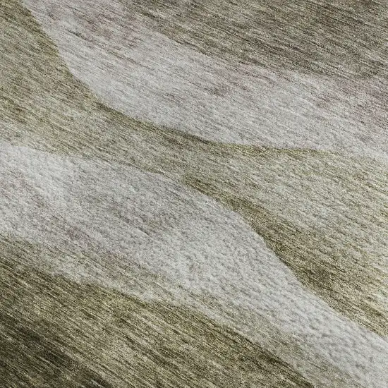 Taupe And Beige Abstract Washable Area Rug With UV Protection Photo 2