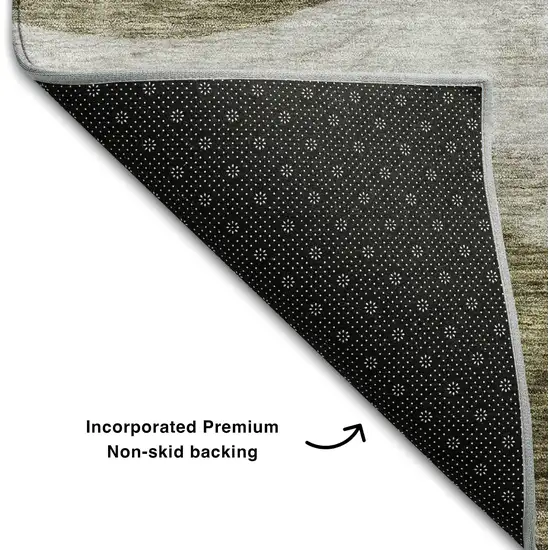 Taupe And Beige Abstract Washable Area Rug With UV Protection Photo 6