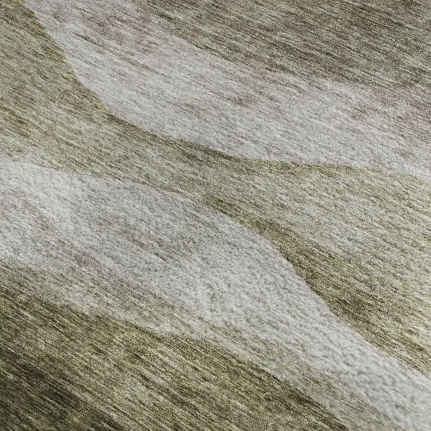 Taupe And Beige Abstract Washable Area Rug With UV Protection Photo 2