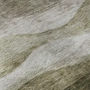 Photo of Taupe And Beige Abstract Washable Area Rug With UV Protection