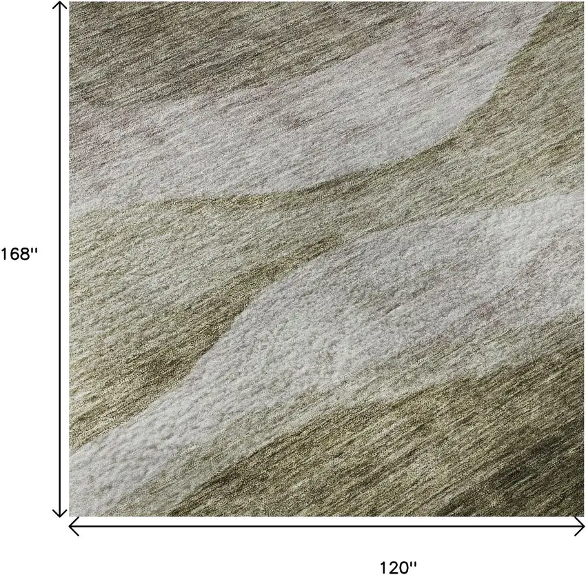 Taupe And Beige Abstract Washable Area Rug With UV Protection Photo 9