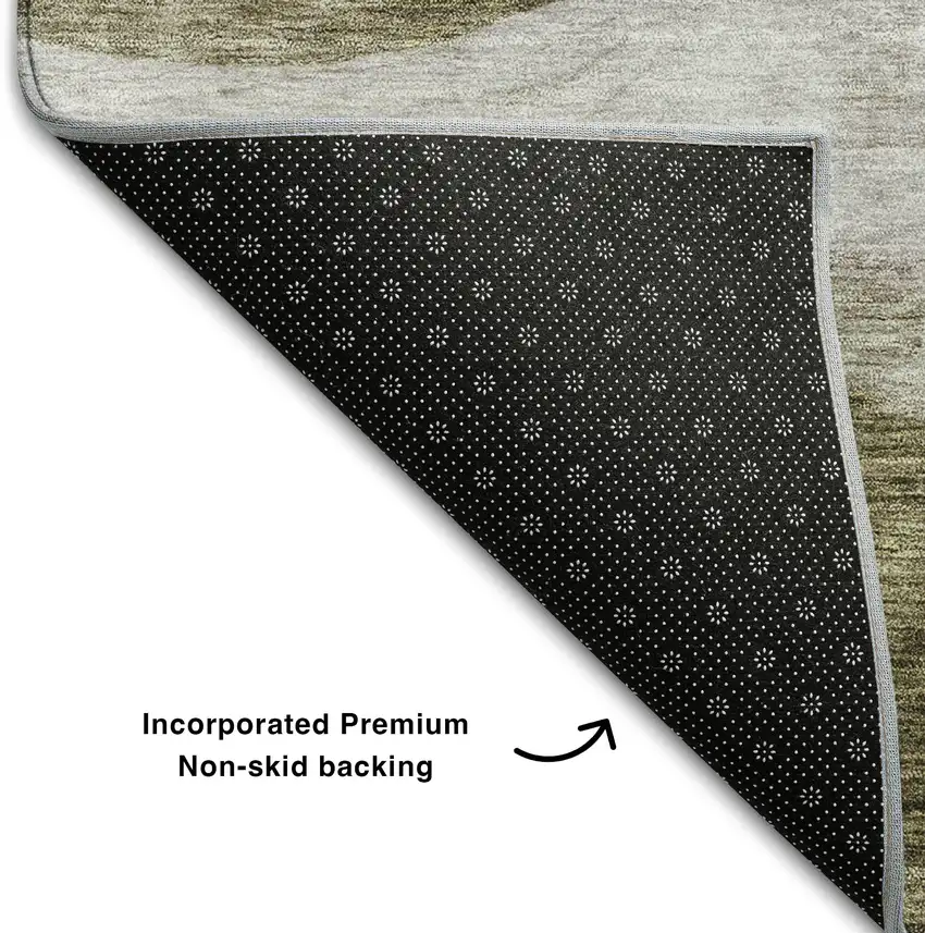 Taupe And Beige Abstract Washable Area Rug With UV Protection Photo 6