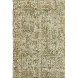 Photo of Taupe And Beige Abstract Washable Area Rug With UV Protection