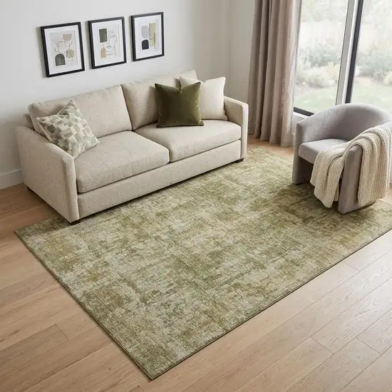 Taupe And Beige Abstract Washable Area Rug With UV Protection Photo 1