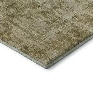 Photo of Taupe And Beige Abstract Washable Area Rug With UV Protection