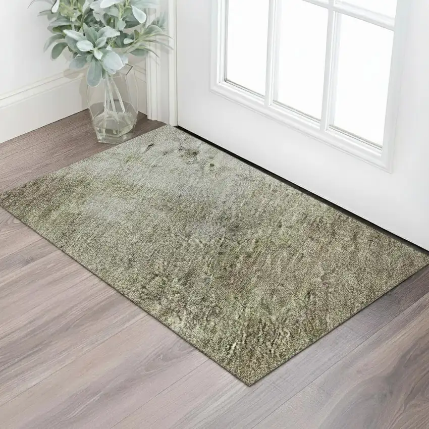 Taupe And Beige Abstract Washable Area Rug With UV Protection Photo 2