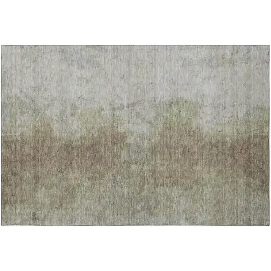 Taupe And Beige Abstract Washable Area Rug With UV Protection Photo 2