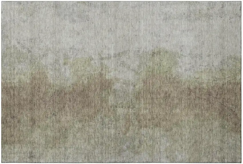 Taupe And Beige Abstract Washable Area Rug With UV Protection Photo 2