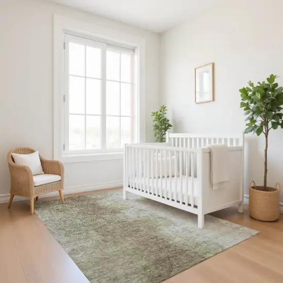 Taupe And Beige Abstract Washable Area Rug With UV Protection Photo 3