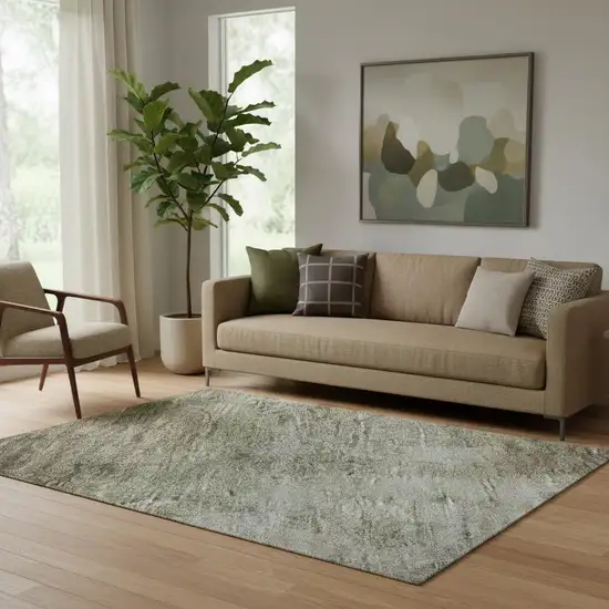 Taupe And Beige Abstract Washable Area Rug With UV Protection Photo 2