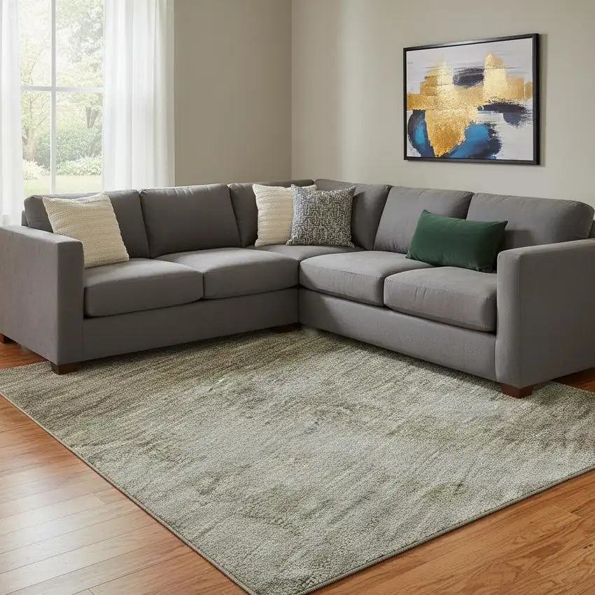 Taupe And Beige Abstract Washable Area Rug With UV Protection Photo 2