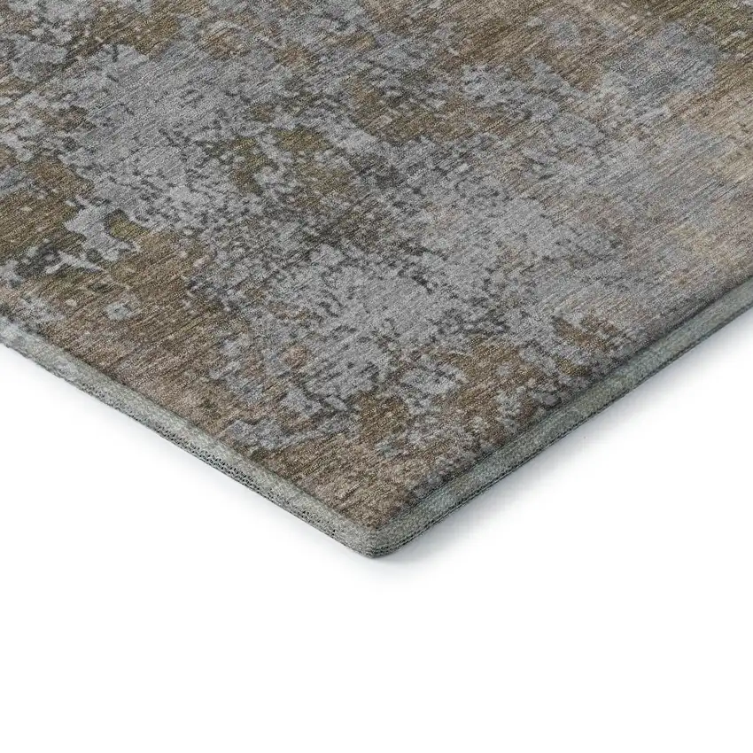 Taupe And Beige Abstract Washable Area Rug With UV Protection Photo 8