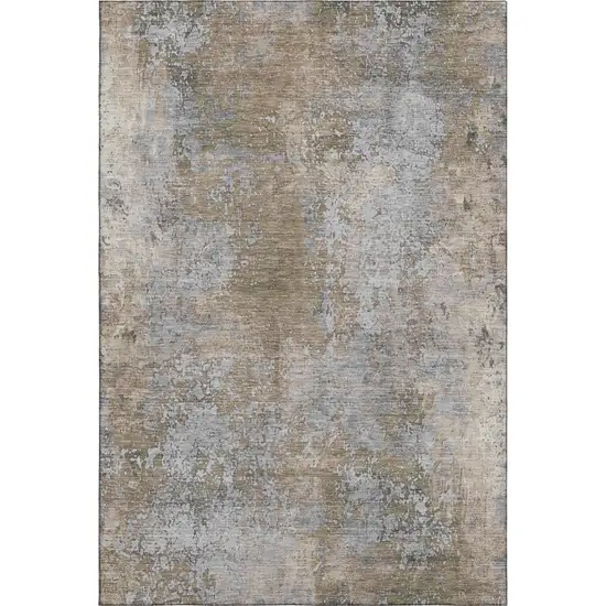 Taupe And Beige Abstract Washable Area Rug With UV Protection Photo 7