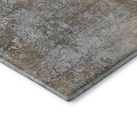 Taupe And Beige Abstract Washable Area Rug With UV Protection Photo 8