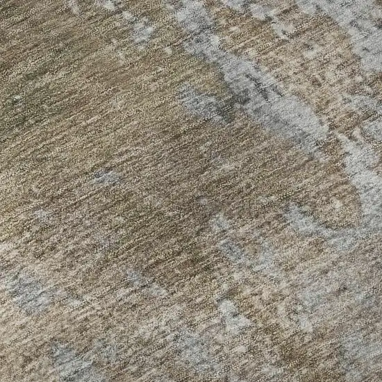 Taupe And Beige Abstract Washable Area Rug With UV Protection Photo 1