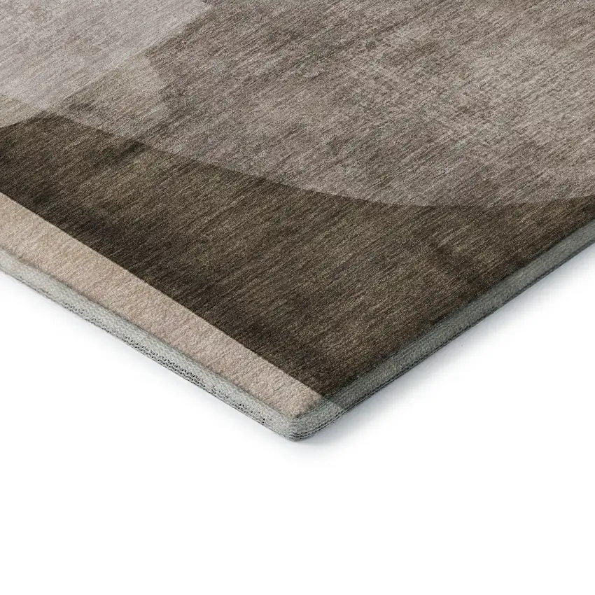 Taupe And Beige Abstract Washable Area Rug With UV Protection Photo 7